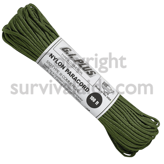 Olive Nylon Paracord Type III Commercial, 550 LB