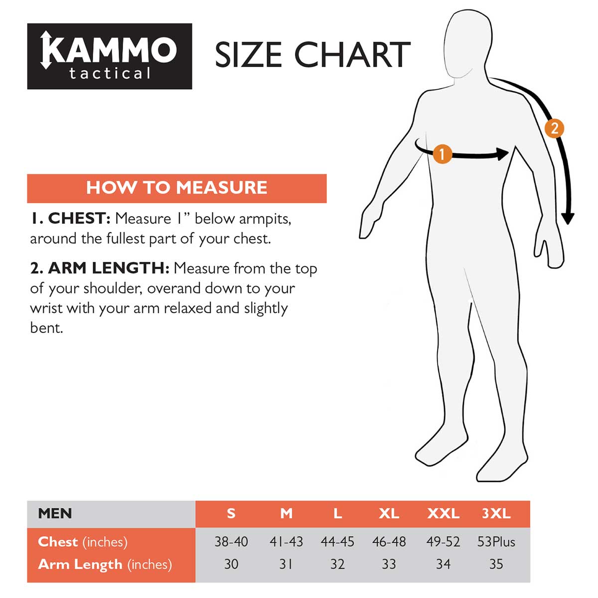 kammo winchester jacket size chart